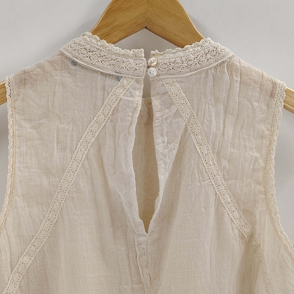 Bluheaven Cream Sleeveless Pullover Size Small Lace Gauze Summer Blouse - Picture 7 of 8
